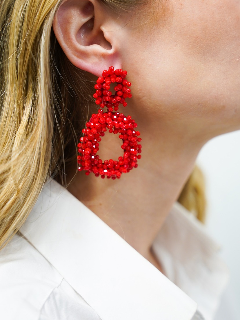 Red Earrings Rifka Square