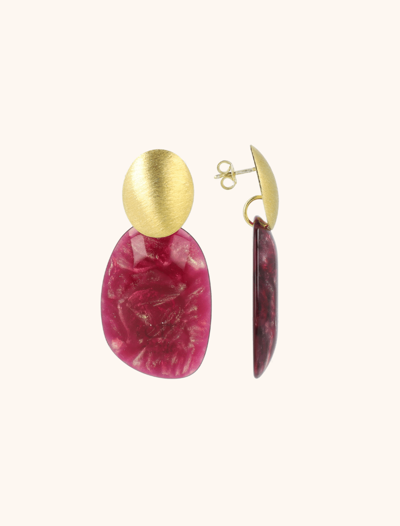 Bordeaux Earrings Little Sara Assymetric Oval S