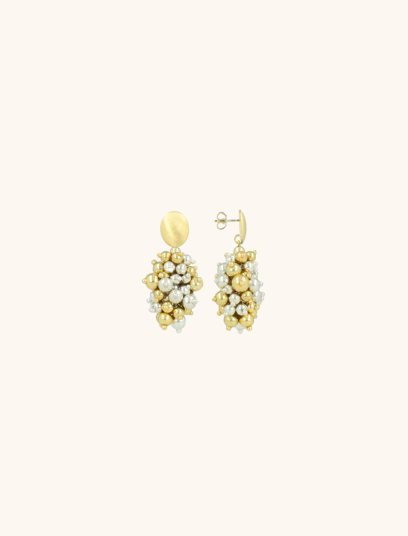 Gold-coloured Earrings Amy Irregular Double Stones Cone S