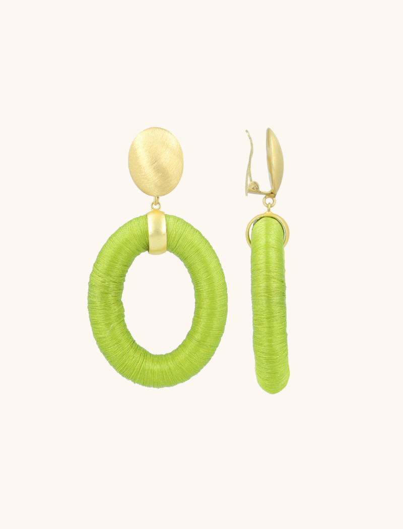 Lime earrings Faye oval L clip