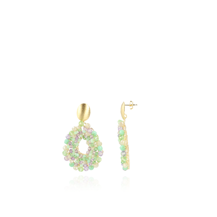Mixed turquoise oorbellen Babs Open Drop S