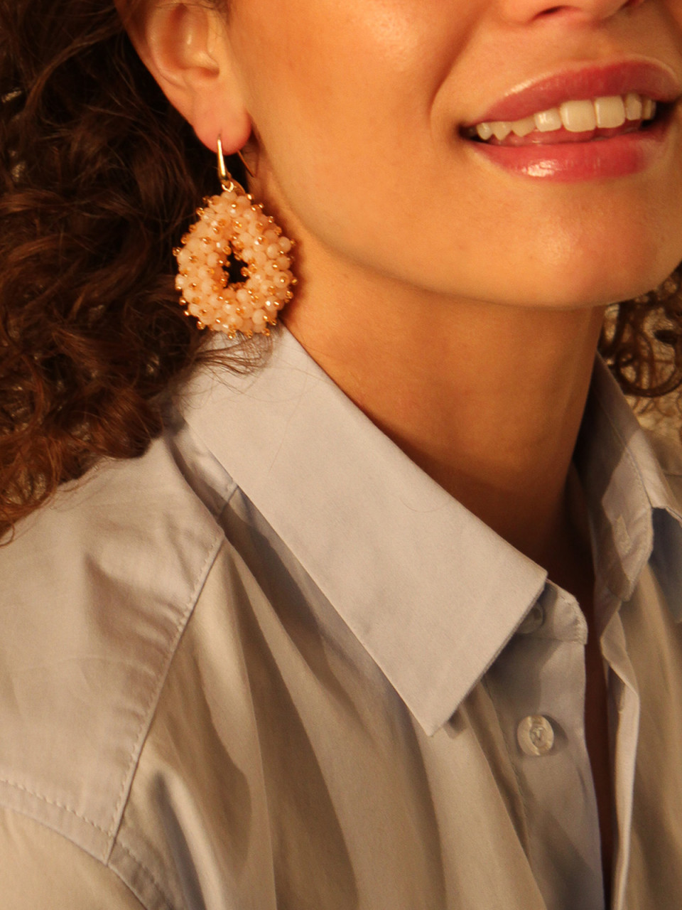 Licht Oranje Oorbellen Louise Double Stones Drop S