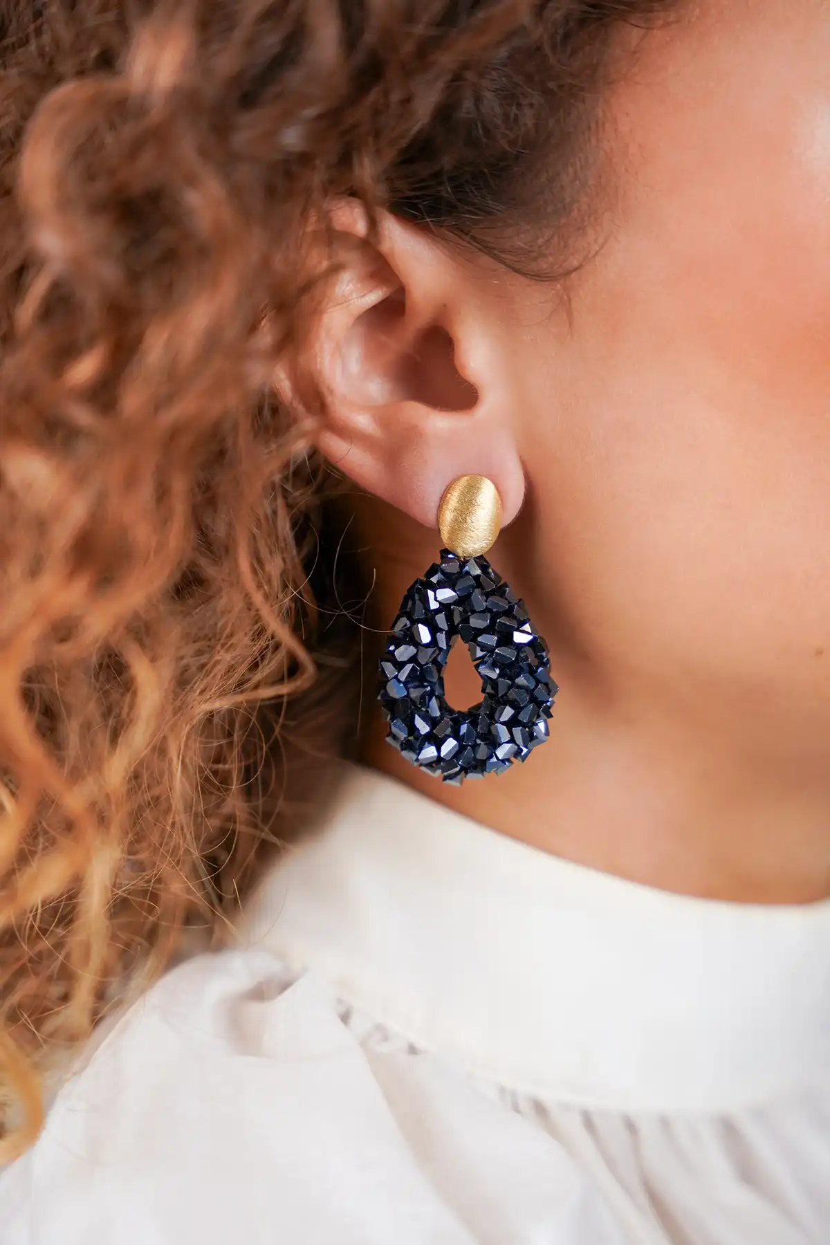 Metallic Blue Earrings Marieke Drop S Raw