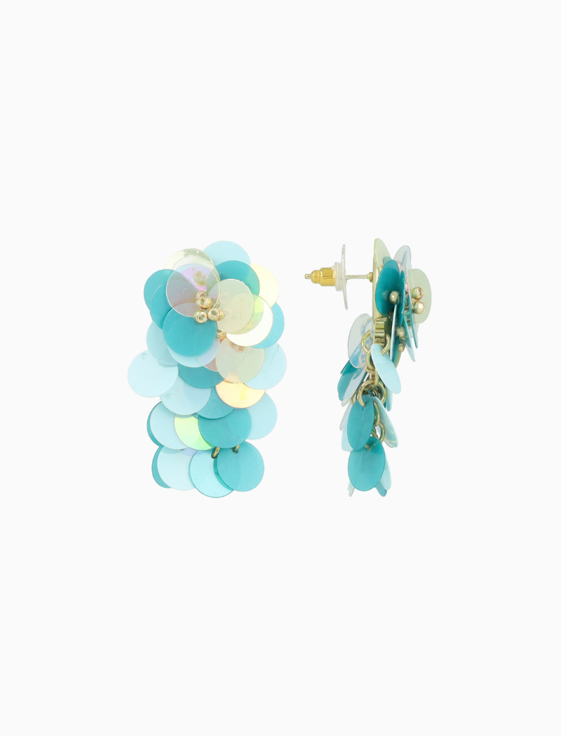 Blauwe Oorbellen Linde Sequin Flower Waterfall M