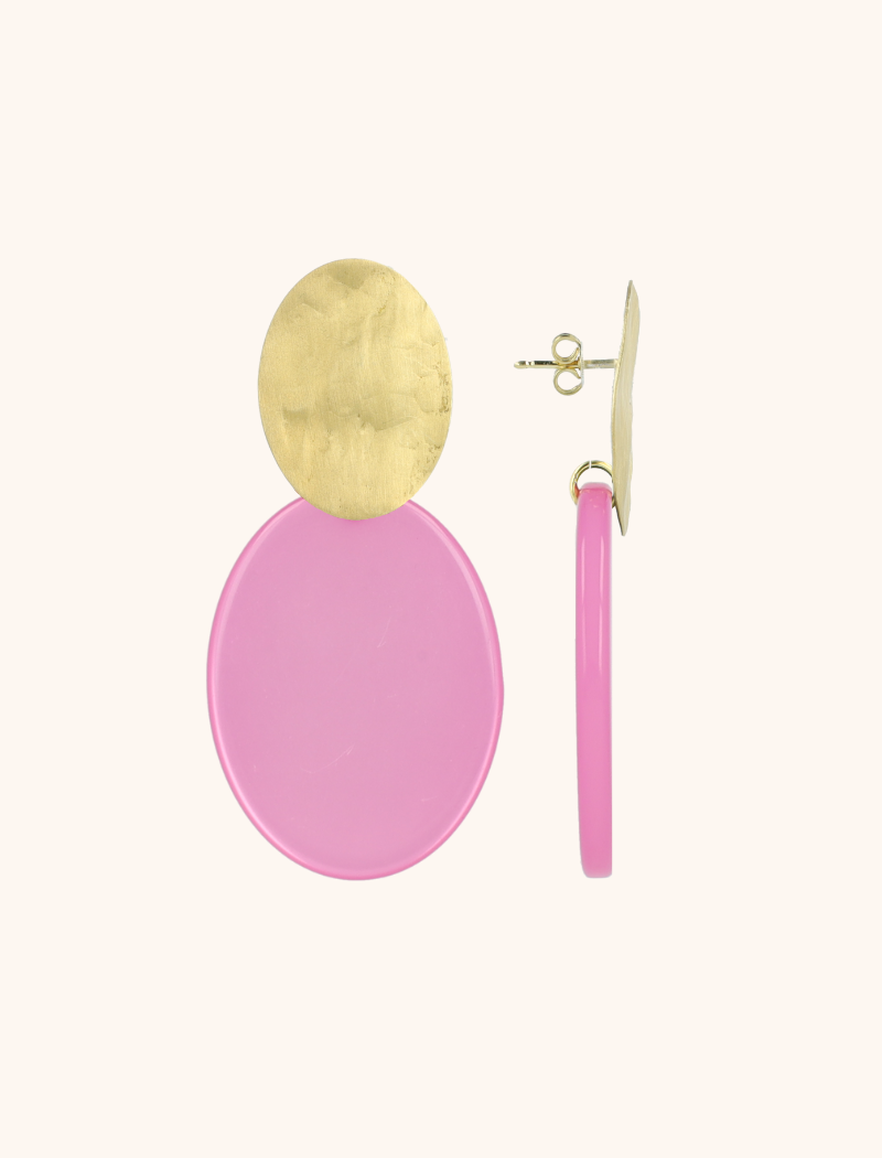 Roze Oorbellen Isabella Closed Oval S 
