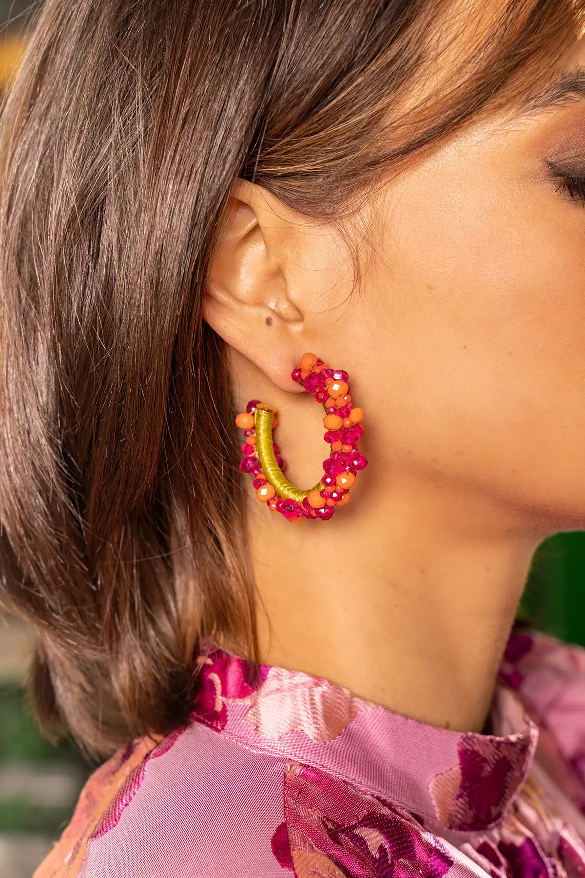 Orange Fuchsia Earrings Brecht Creole M