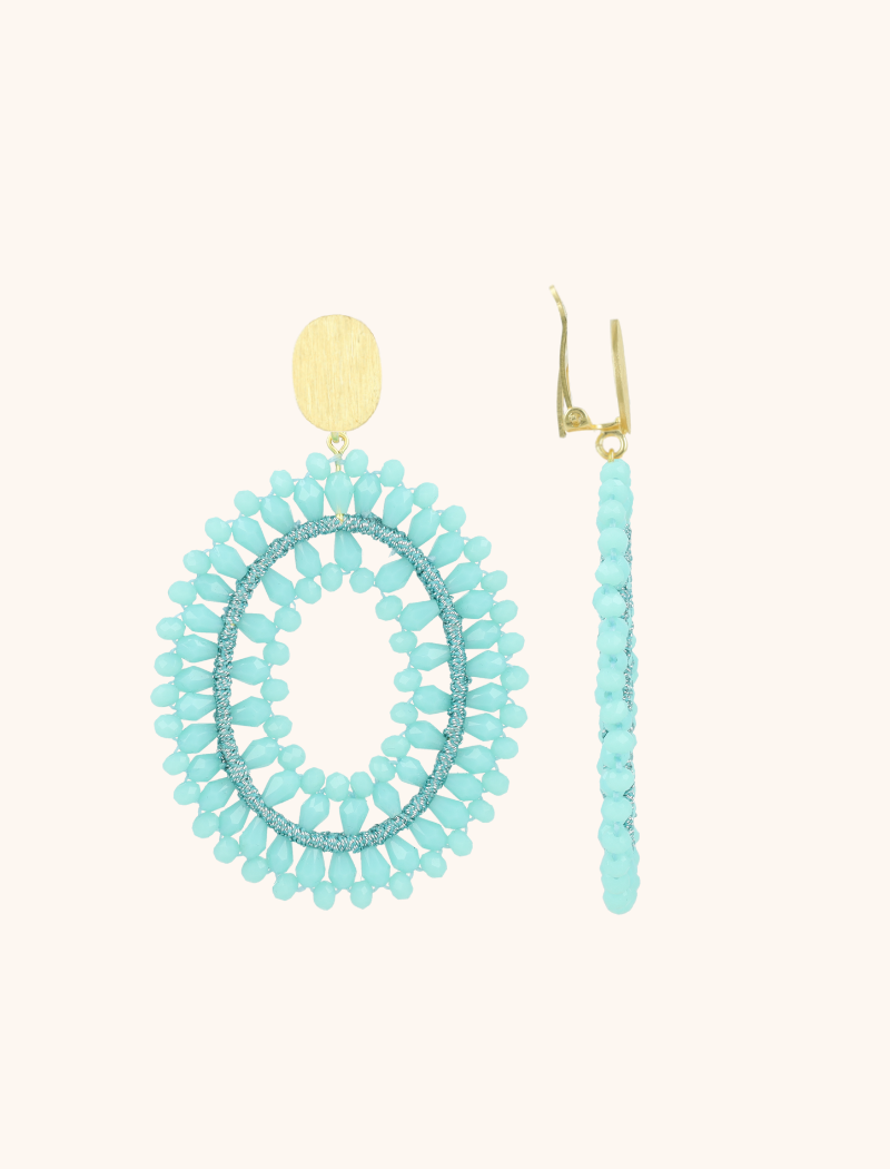 Blue earrings Noa oval L clip
