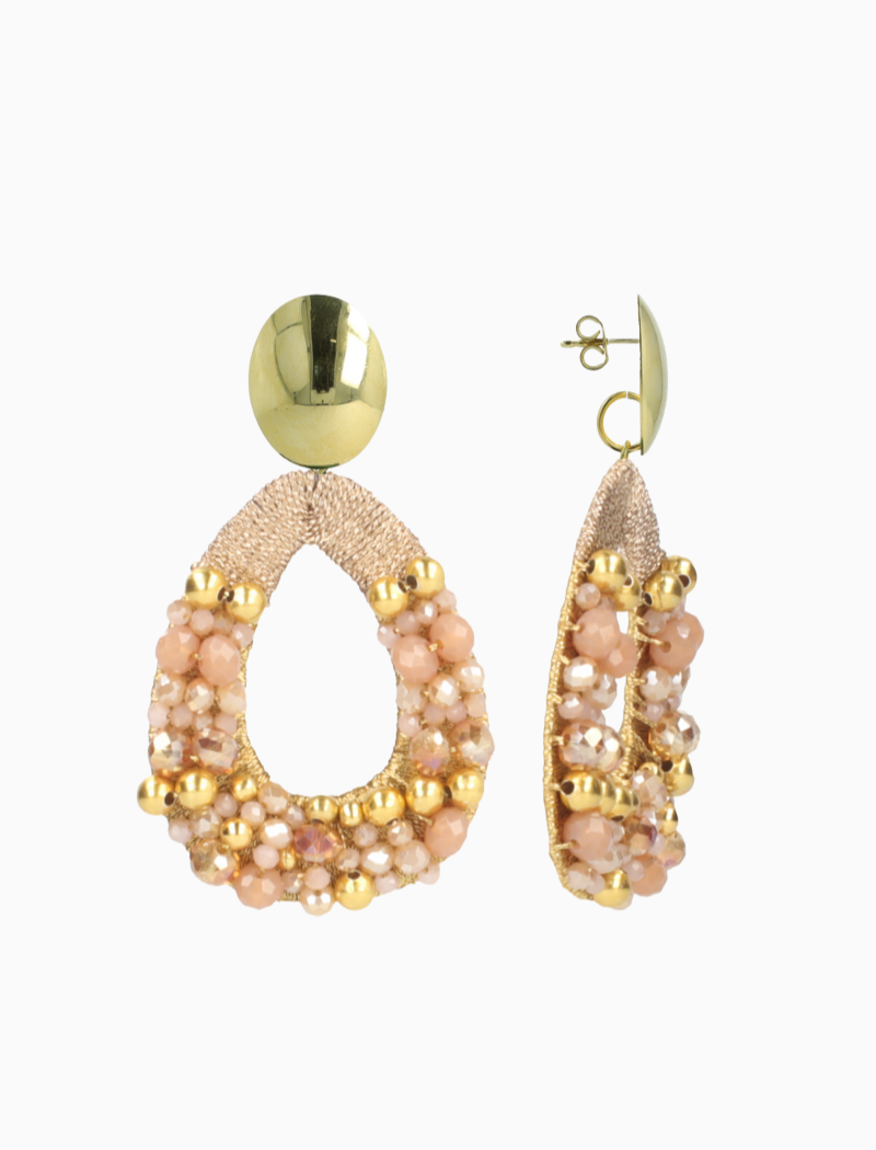 Beige Tangerine Oorbellen Cis Combi Druppel L