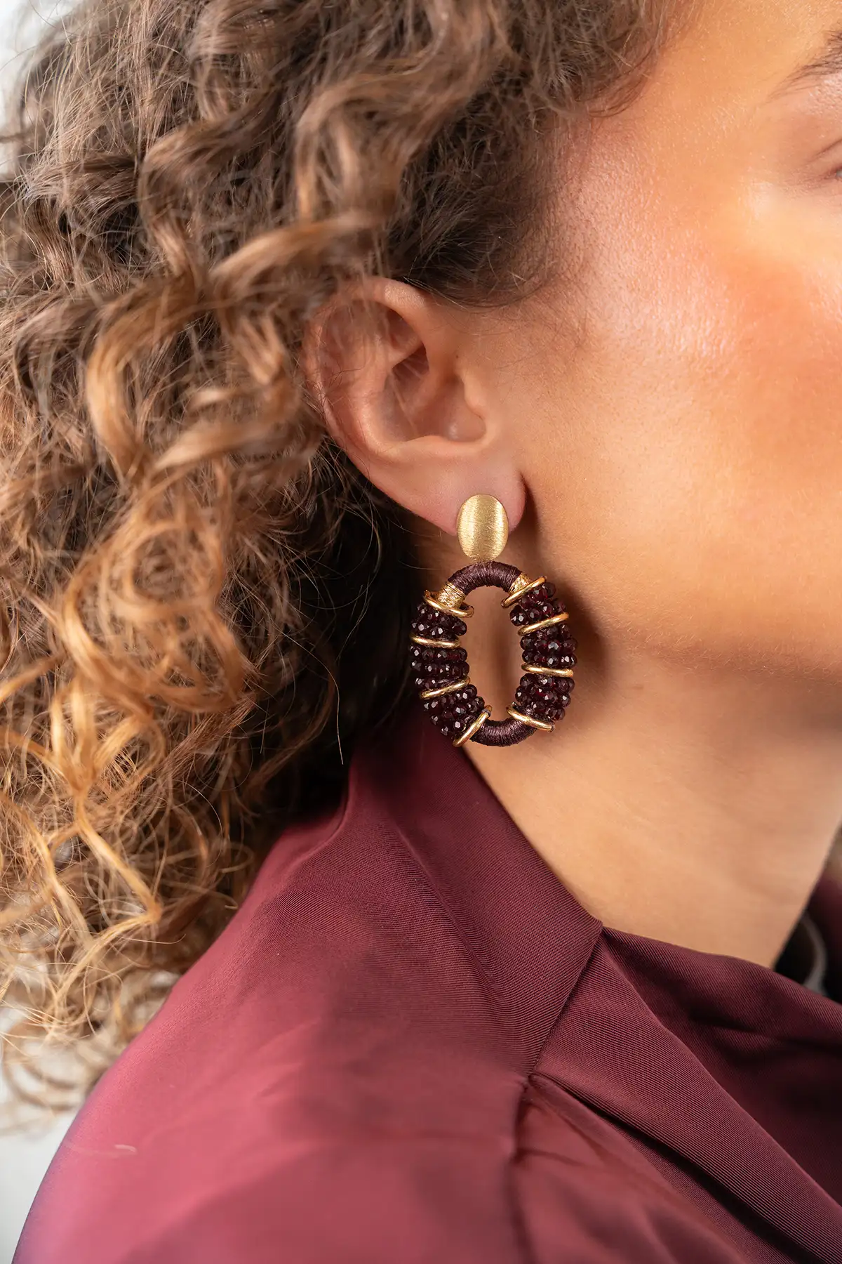 Rode Oorbellen Combi Oval Deluxe M Elle