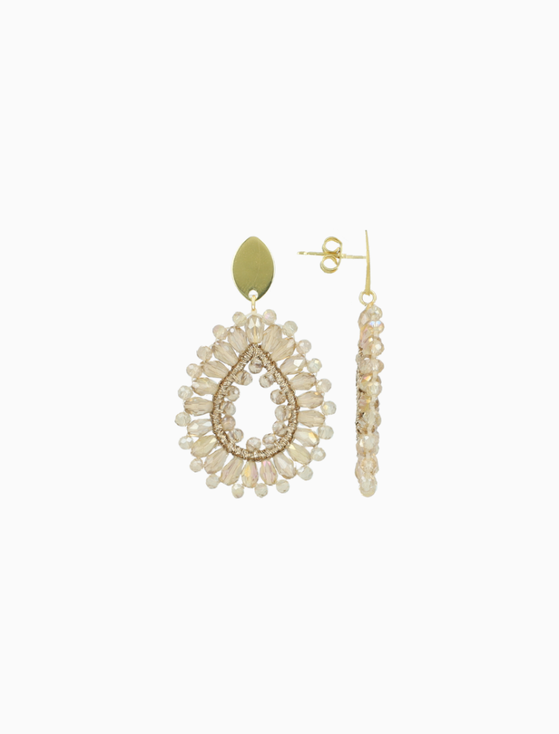 Champagne oorbellen Robin Silk Drop Crystal S