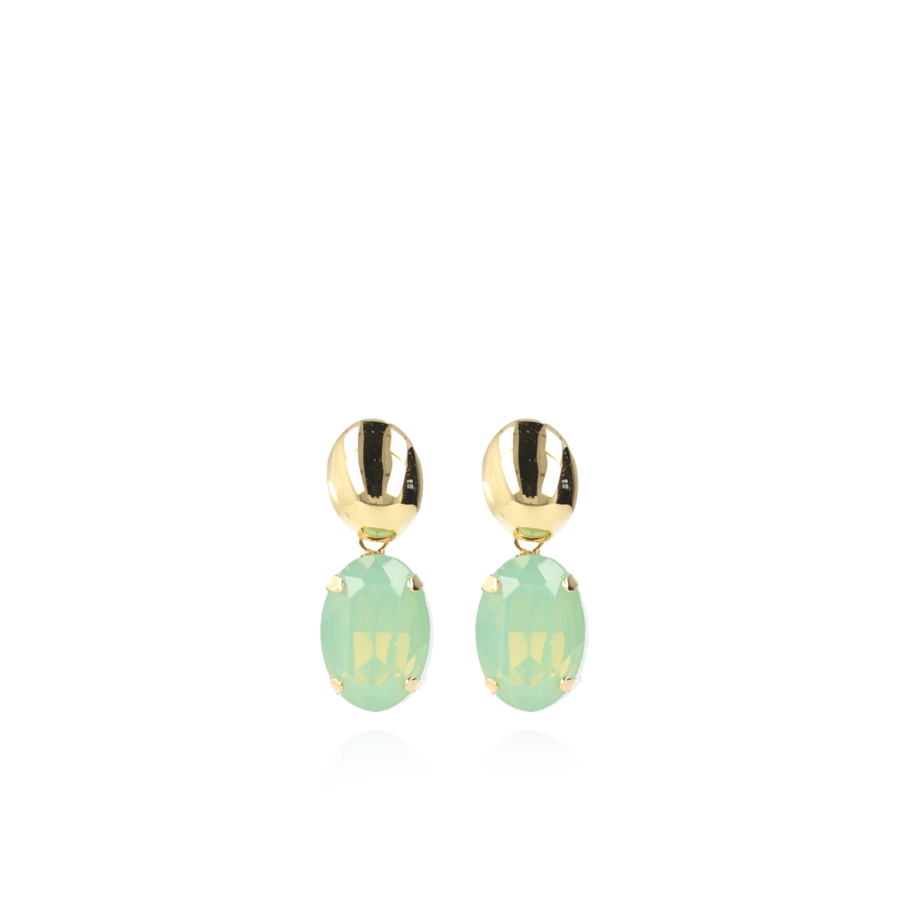 Zirconia Oorbellen Amelie Ovaal Licht Groen Opaal