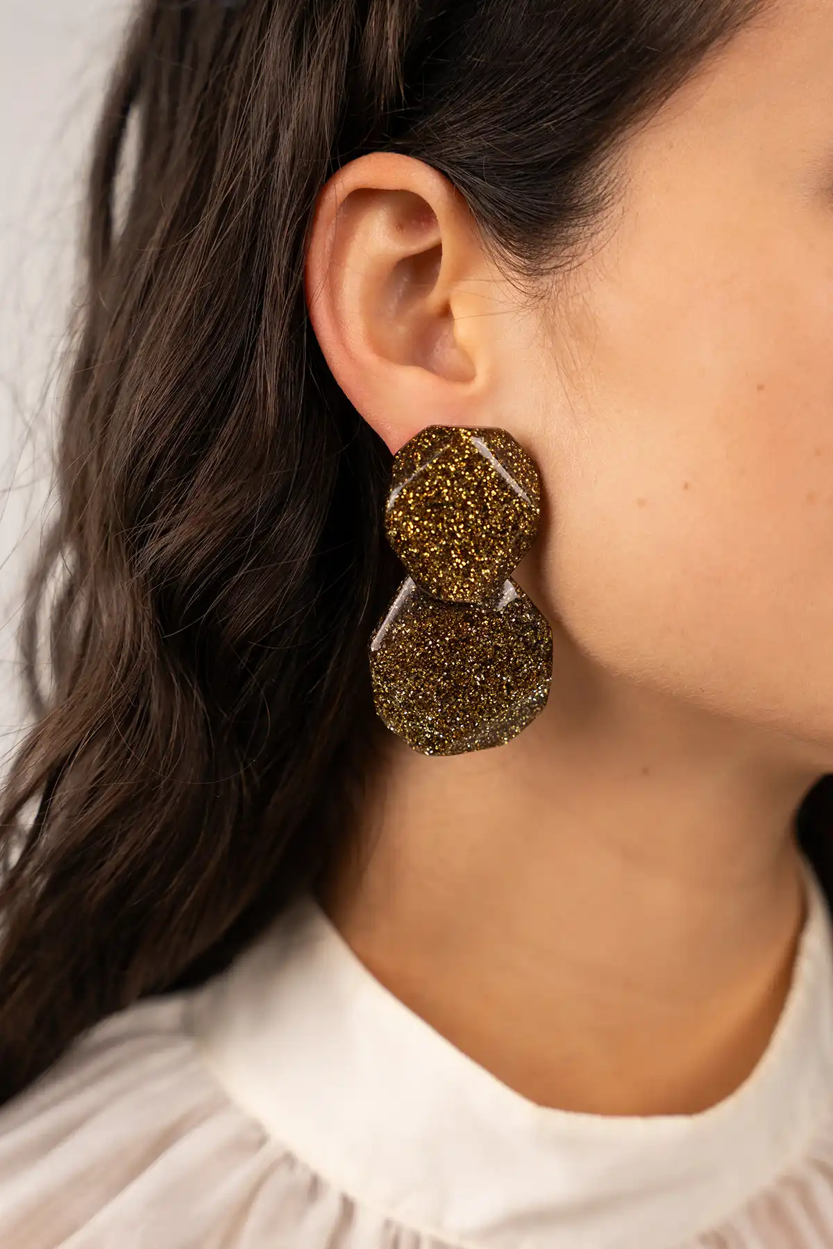 Gouden Glitter Oorbellen Zola