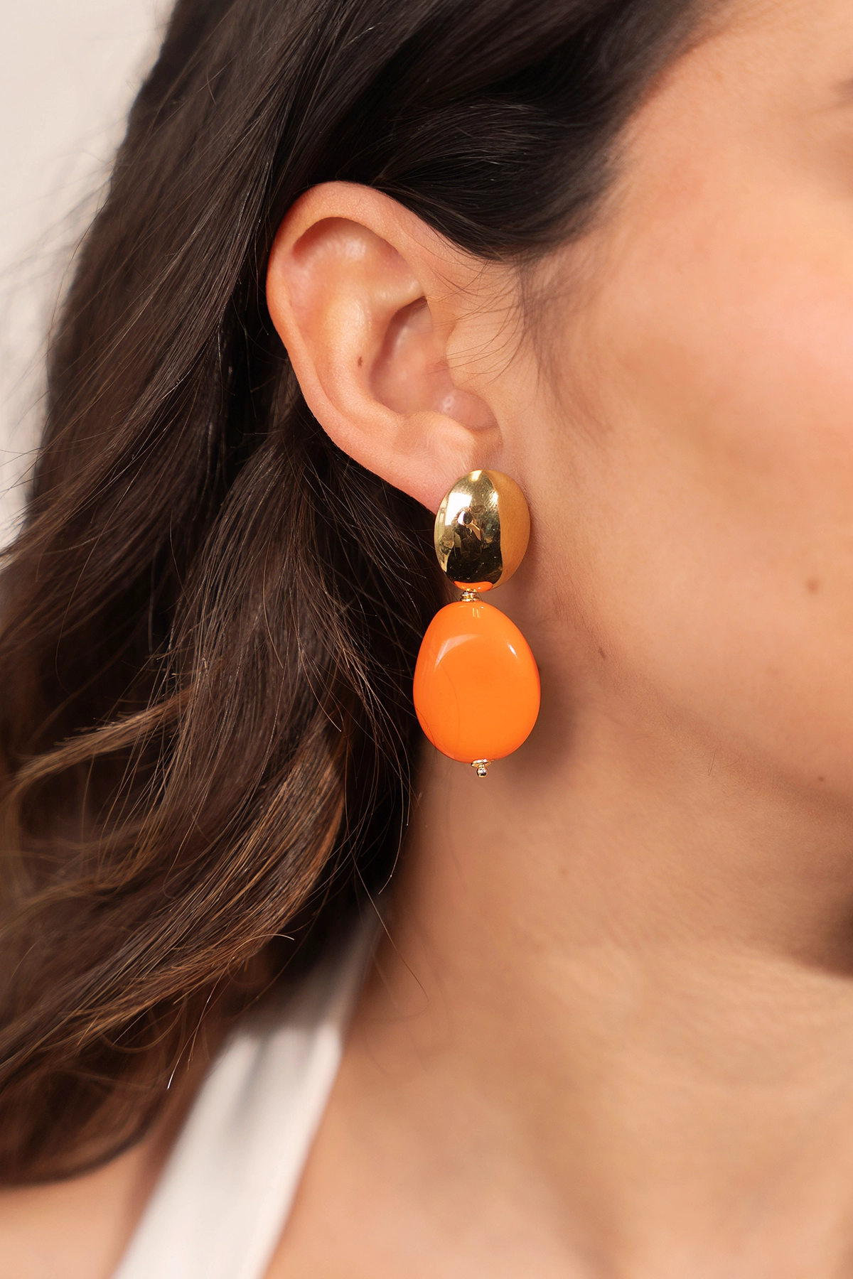 Orange Marble Oorbellen Amber Squeezed Drop