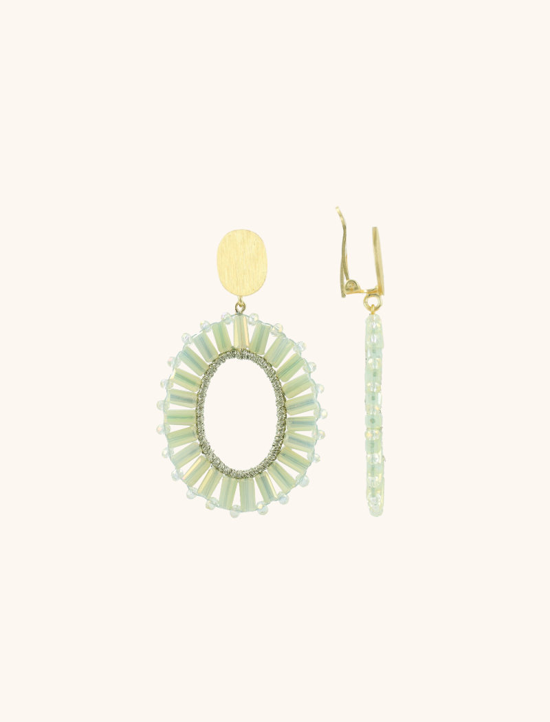 Light Mint Tonal Earrings Naomi Oval Flat S Clip