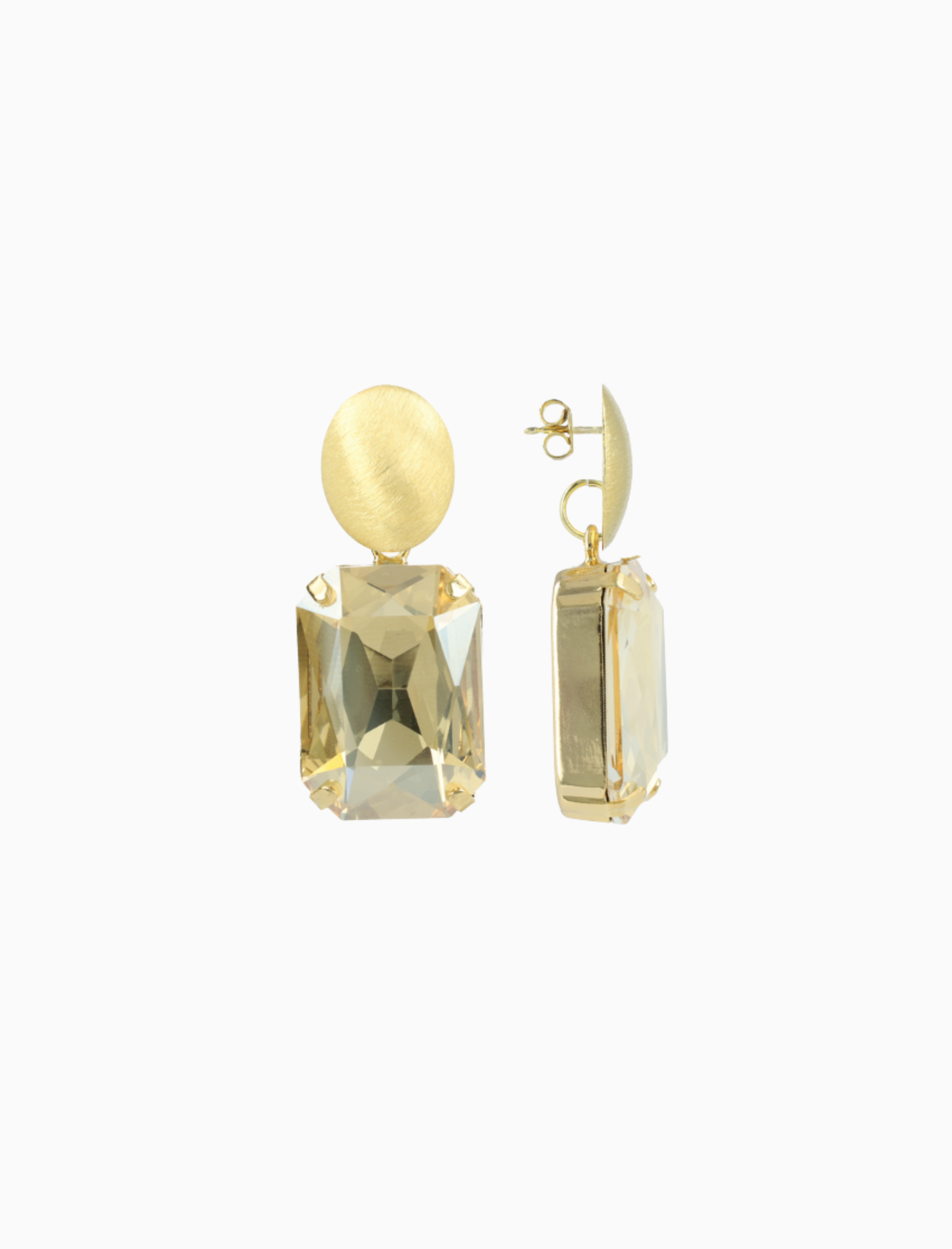 Gold Colored Shadow  Earrings Rectangle L