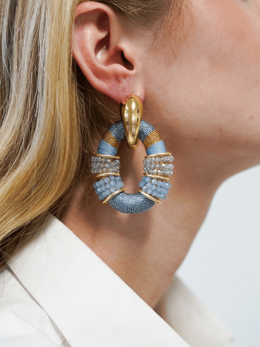 Baby Blue Earrings Elle Glassberry Combi Oval Deluxe L
