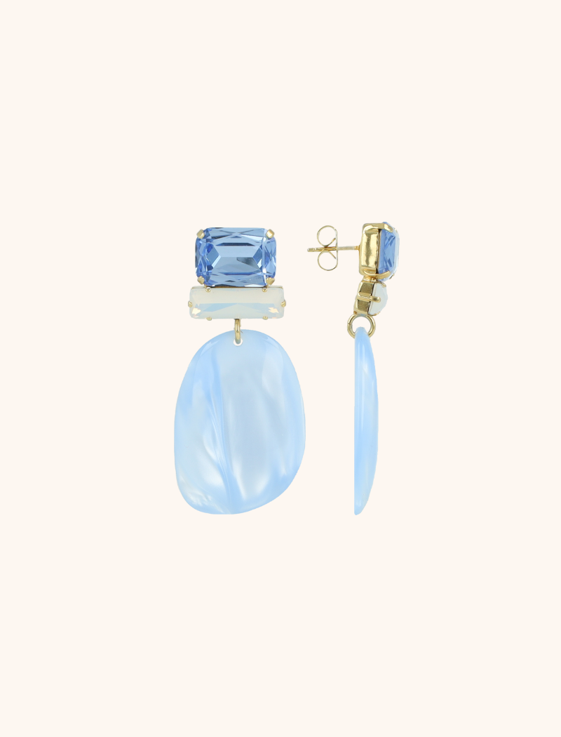 Blauwe Oorbellen Aurora Asymmetric Oval L