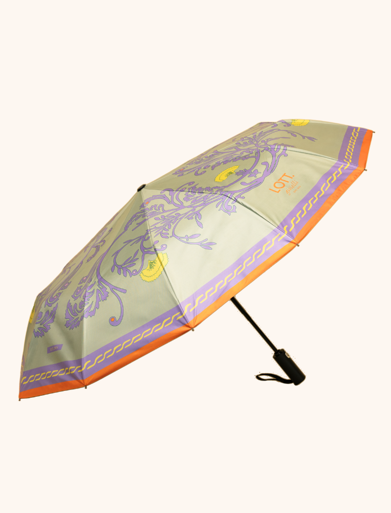 Lila/Pastel Groene/Oranje Paraplu