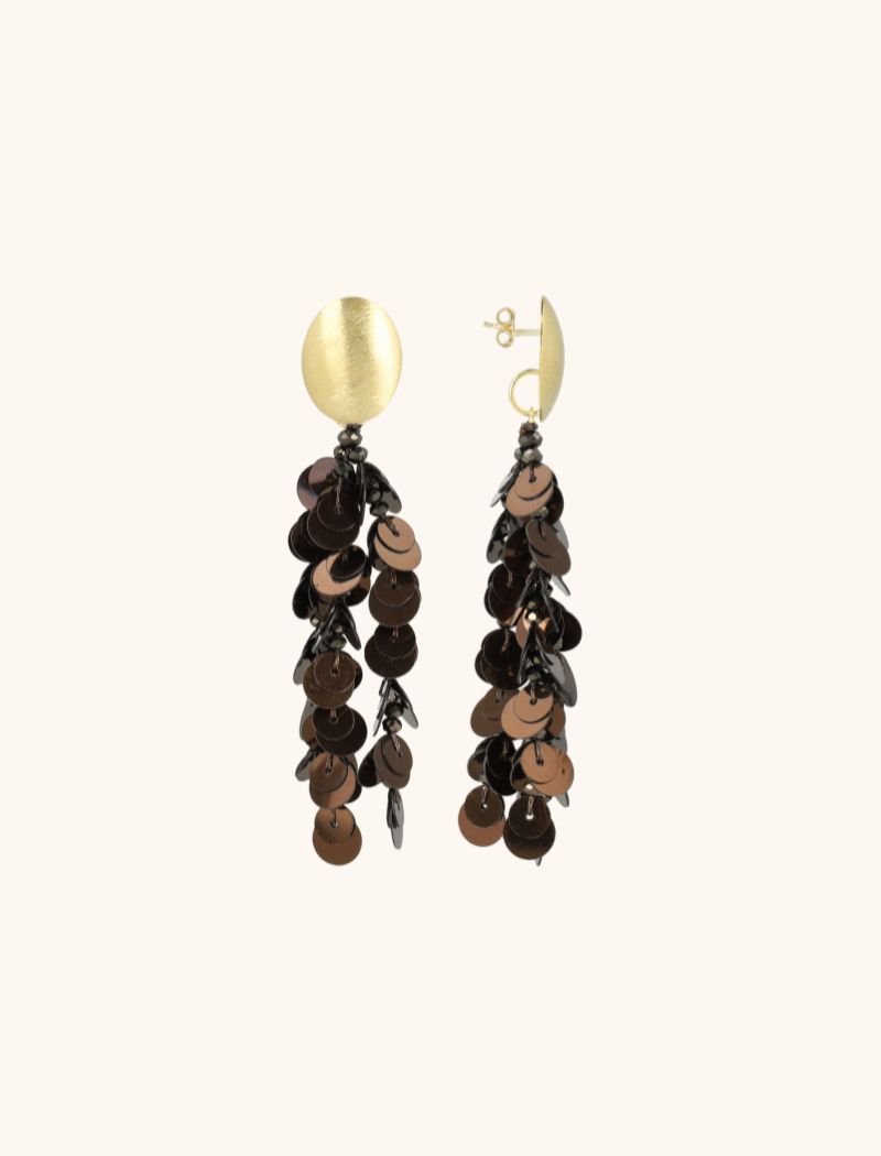 Metallic Bruine Oorbellen Sequin Single Fall L