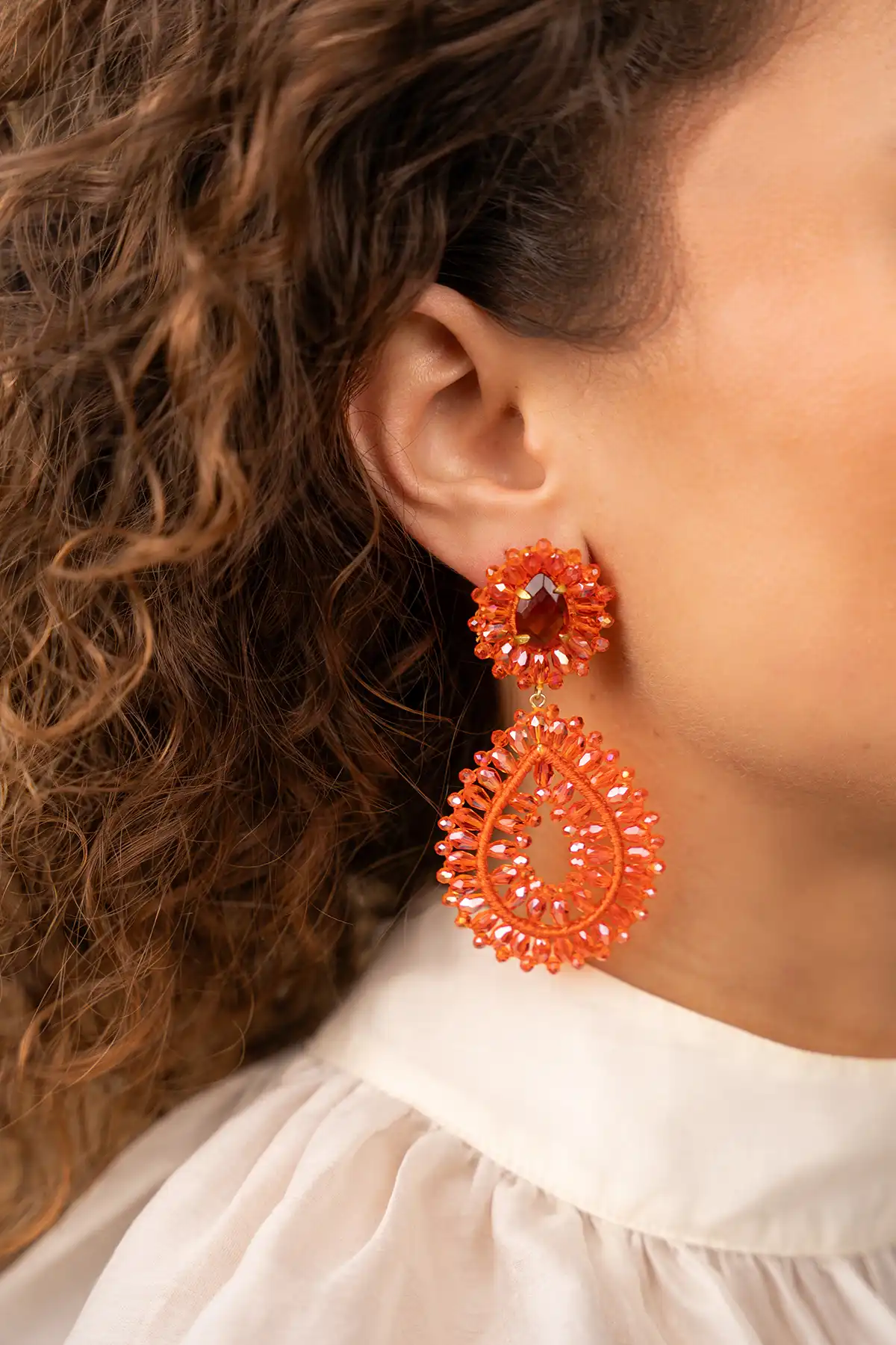 Orange earrings Apollo lion