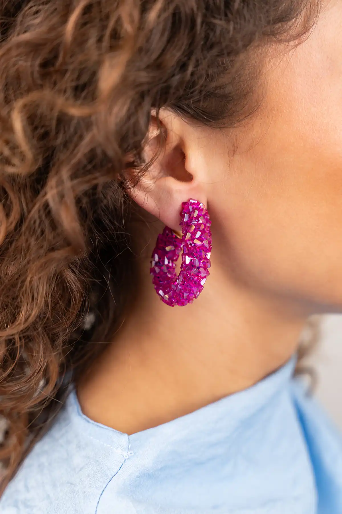 Fuchsia Oorbellen Pascalle Creole Raw L