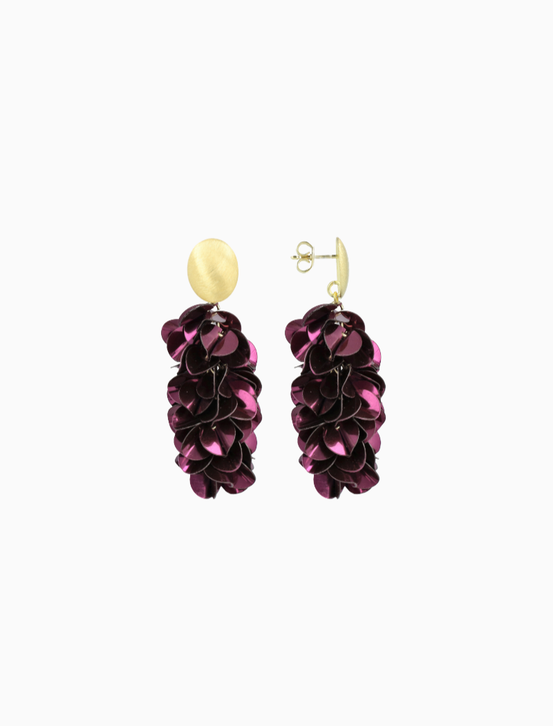 Dark Violet Sequin Earrings Snake M