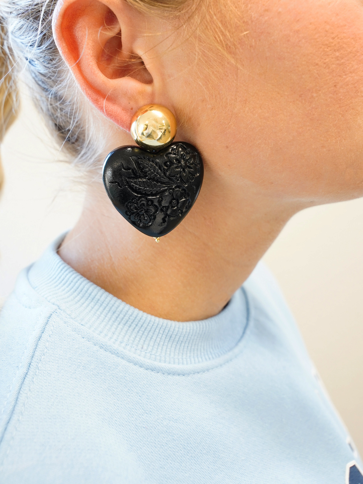 Black Heart Earrings Honey M