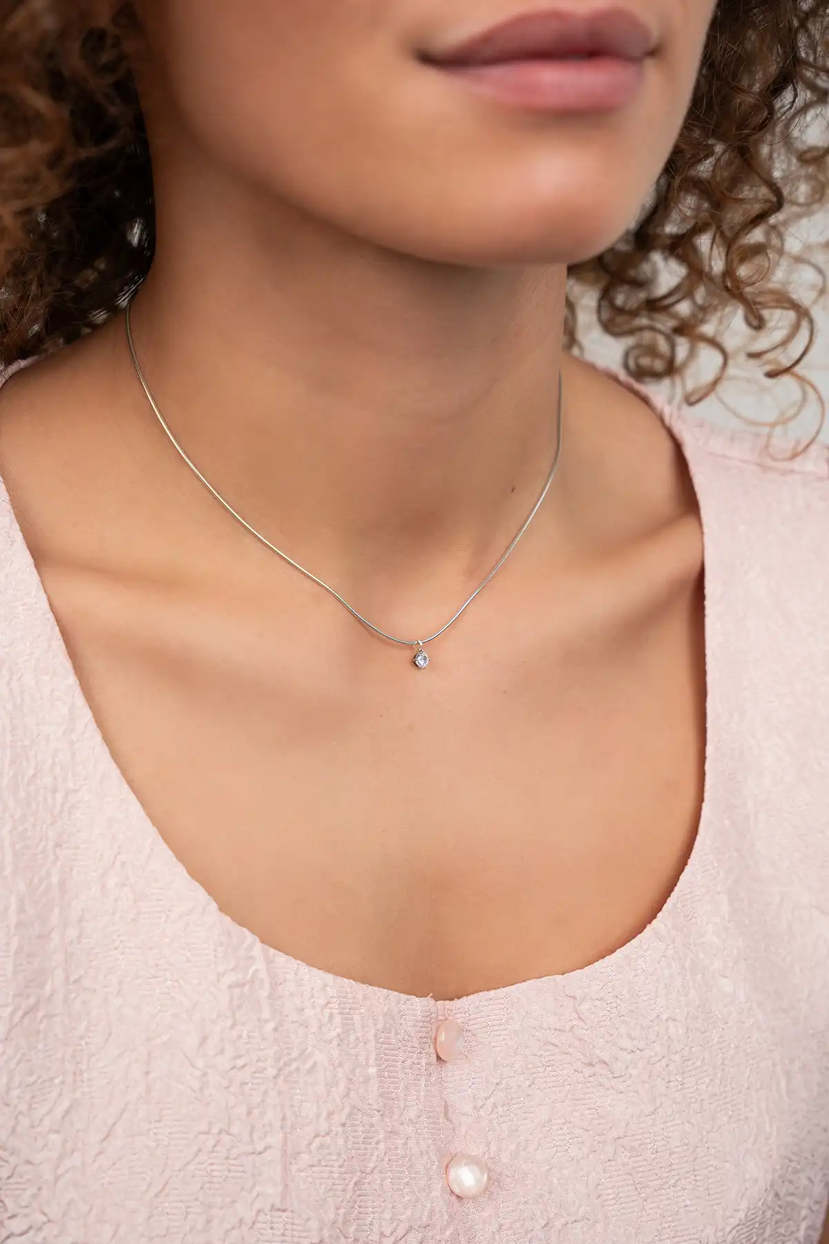 Silber Halskette Mette Small Diamond  