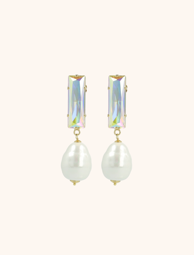 Lilo Earrings Baguette L Holo Pearl