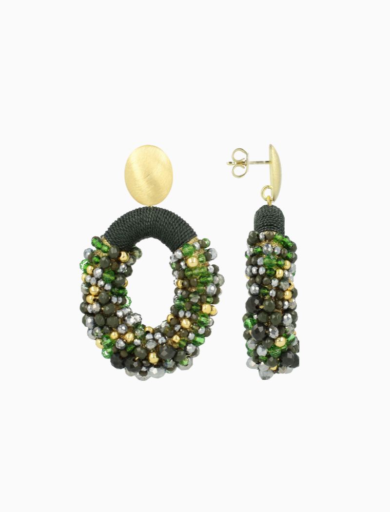 Groene Oorbellen Opheilia Combi Ovaal L