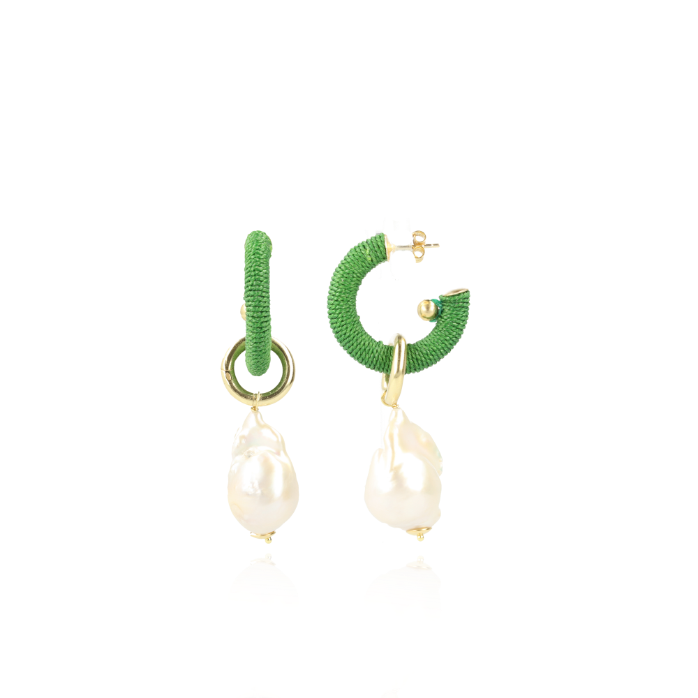 Green Earrings Gaia Creole S Pearl XL