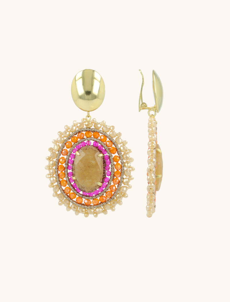 Fuchsia Tangerine Oorbellen Jamie Ovaal L Met Steenlott-theme.productDescriptionPage.SEO.byTheBrand