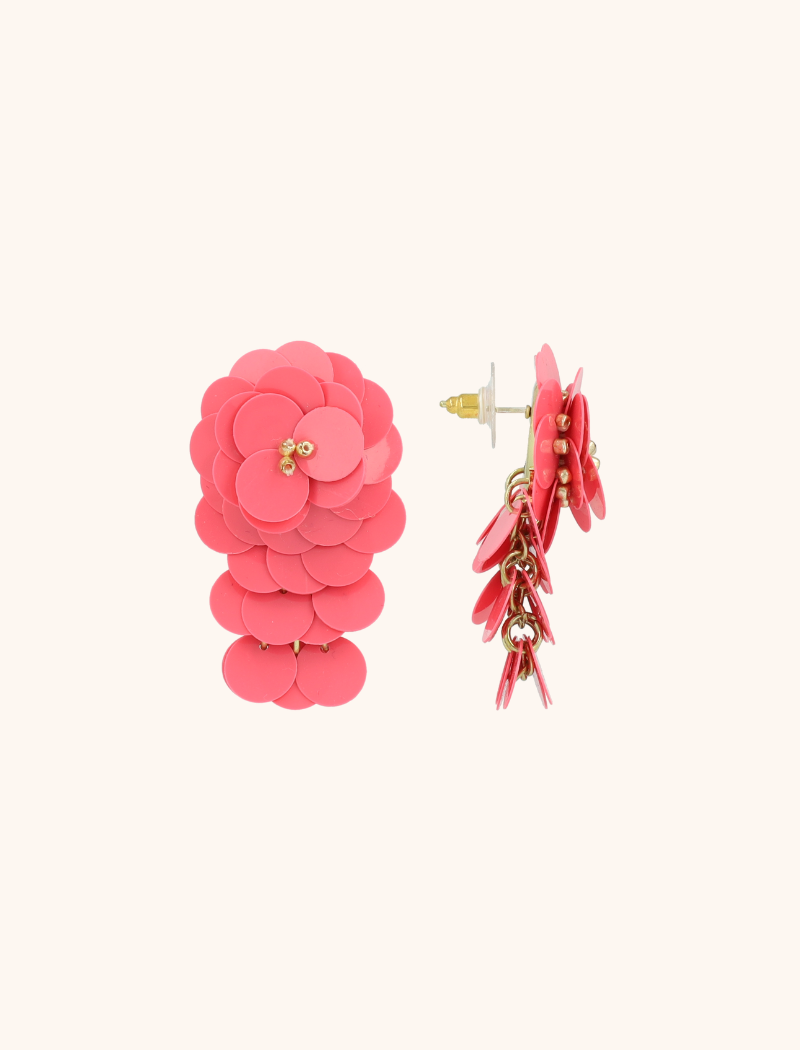 Roze Oorbellen Linde Sequin Flower Waterfall M