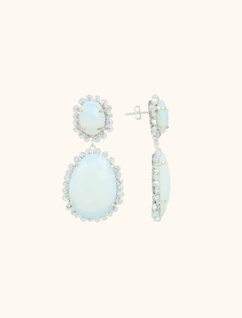 Kristall Silber Ohrringe Bodine Pendant Double L  