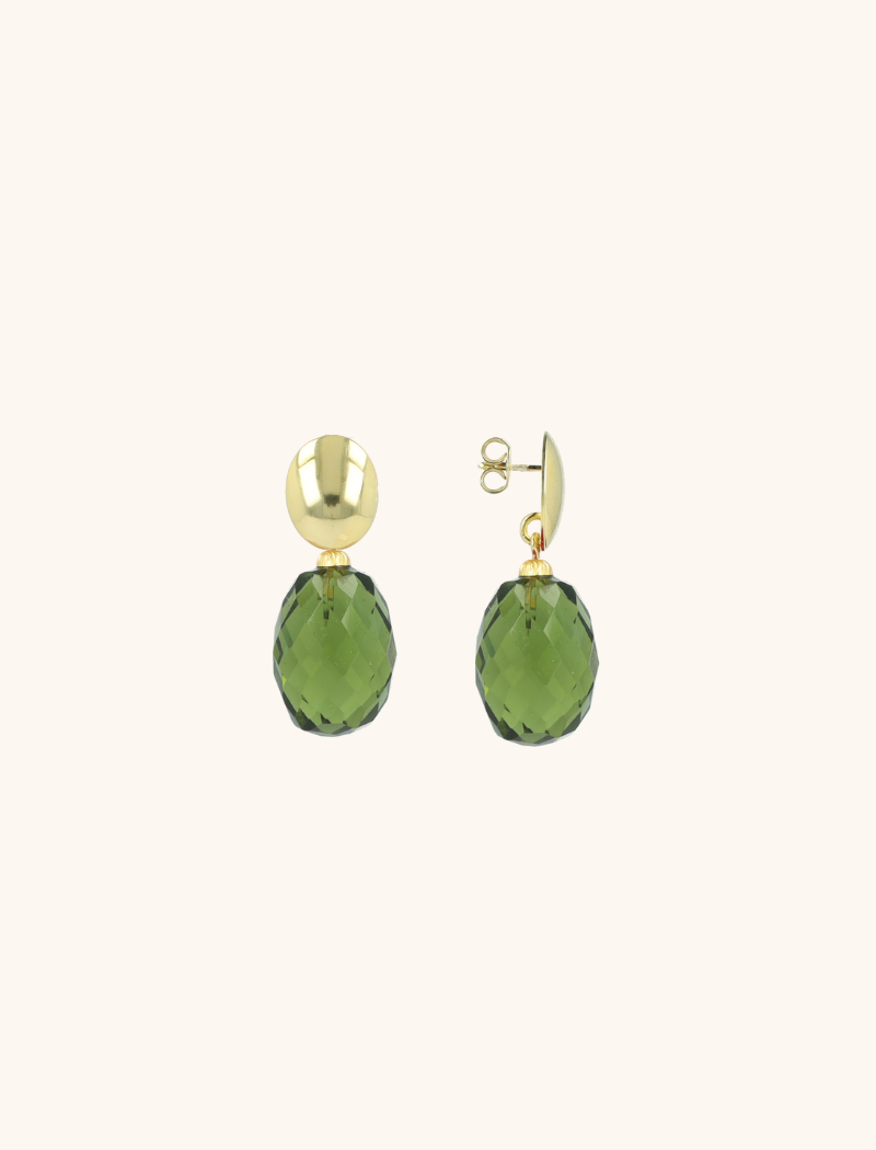Cool Green Earrings Romijn Oval Egg Facet M