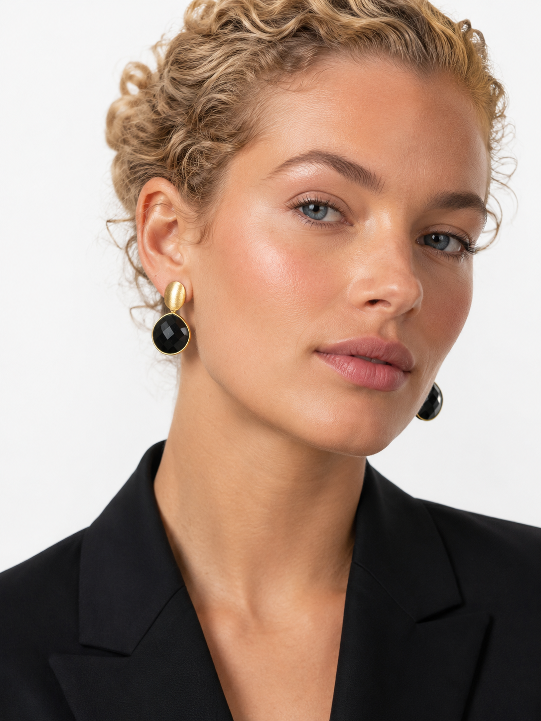 Brass - Gold Round Framed Drop - Black