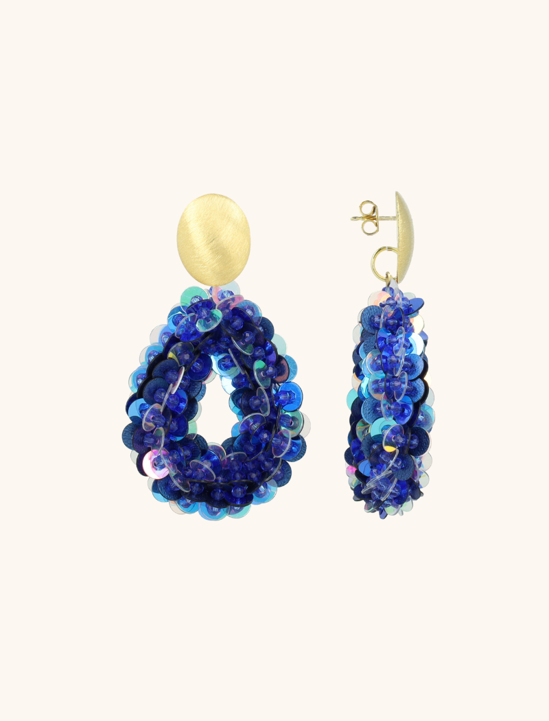 Blaue Ohrringe Fenna Pailletten Drop M  