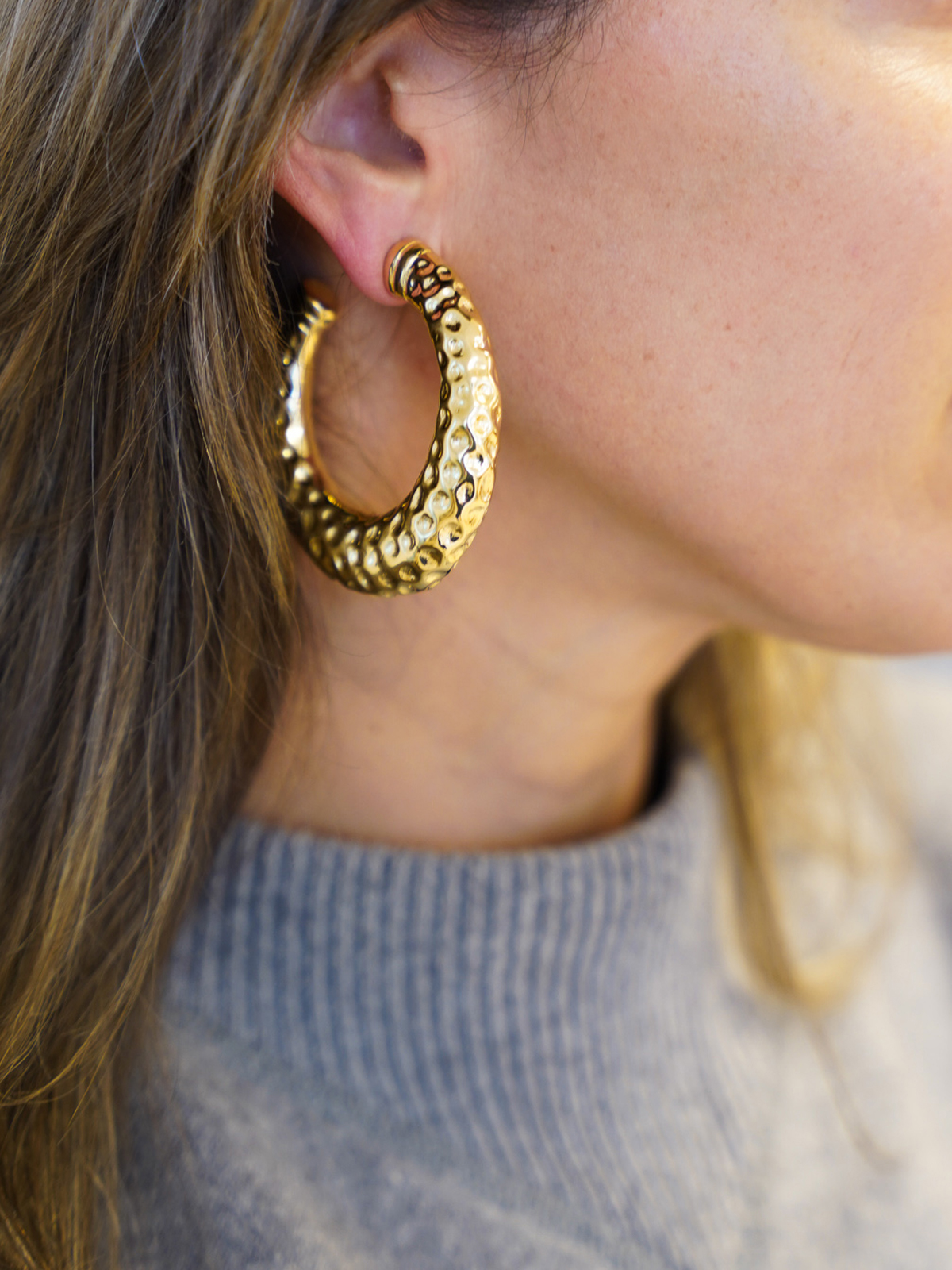Classic Earrings Creole Hammerd