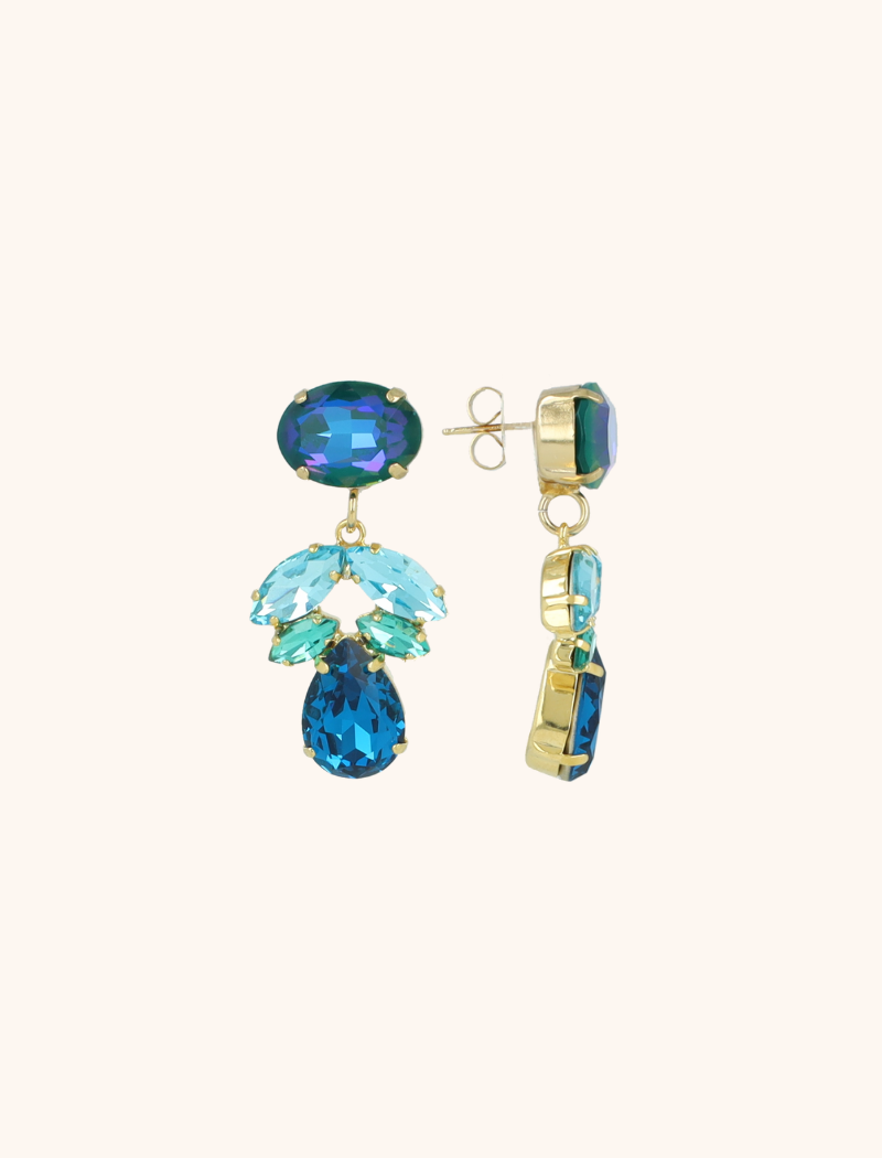 Blauwe Oorbellen Joni Flower Drop M