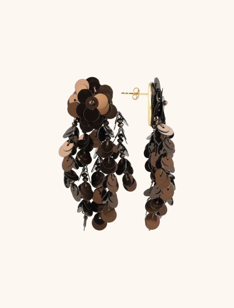 Metallic Bruine Oorbellen Annabel Sequin Wild Waterfall