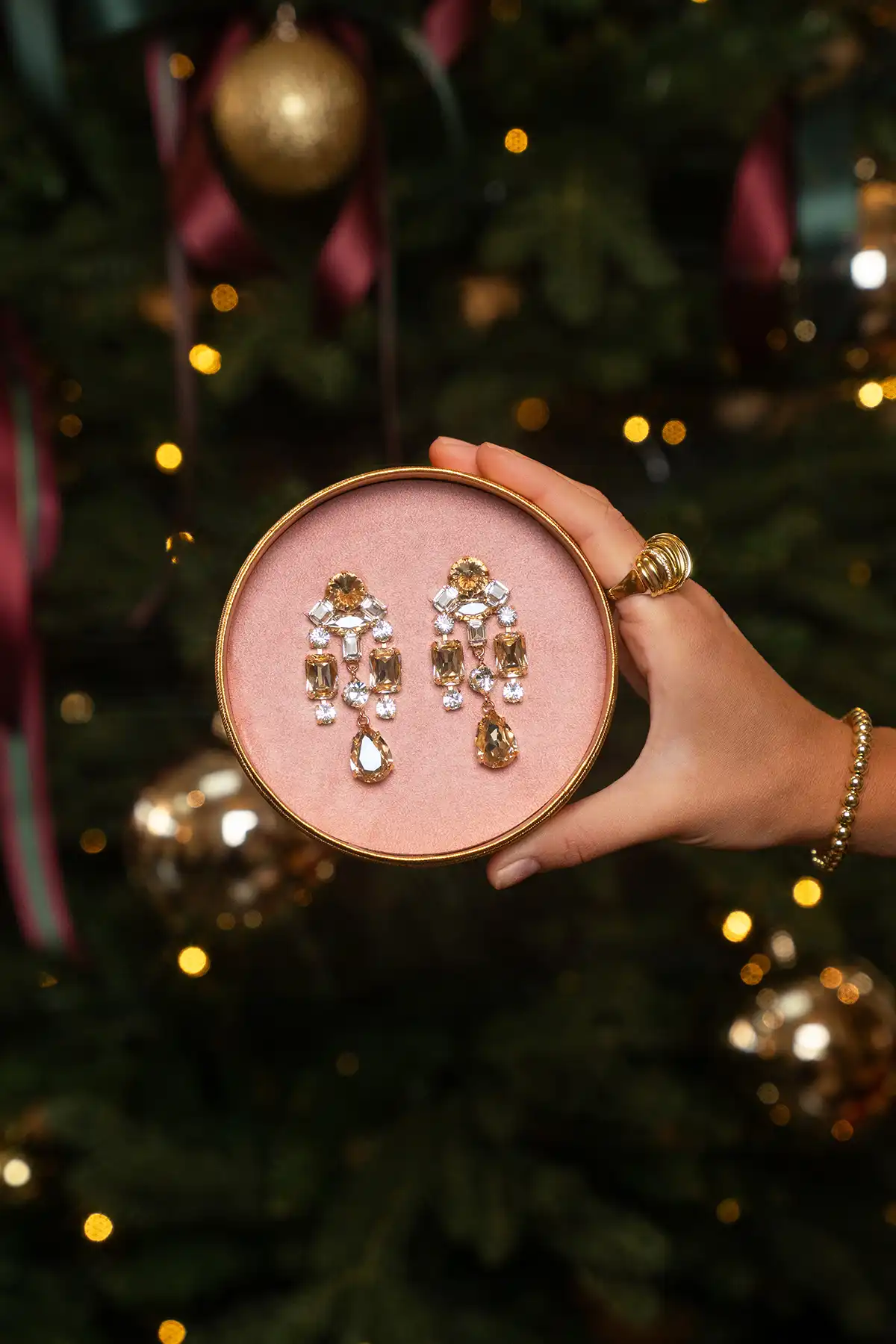 Kristallen Oorbellen Three Stone Strings Diaz