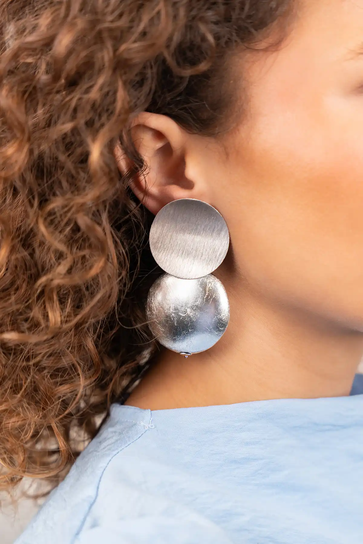 Zilveren Oorbellen Zia Round Disc XL
