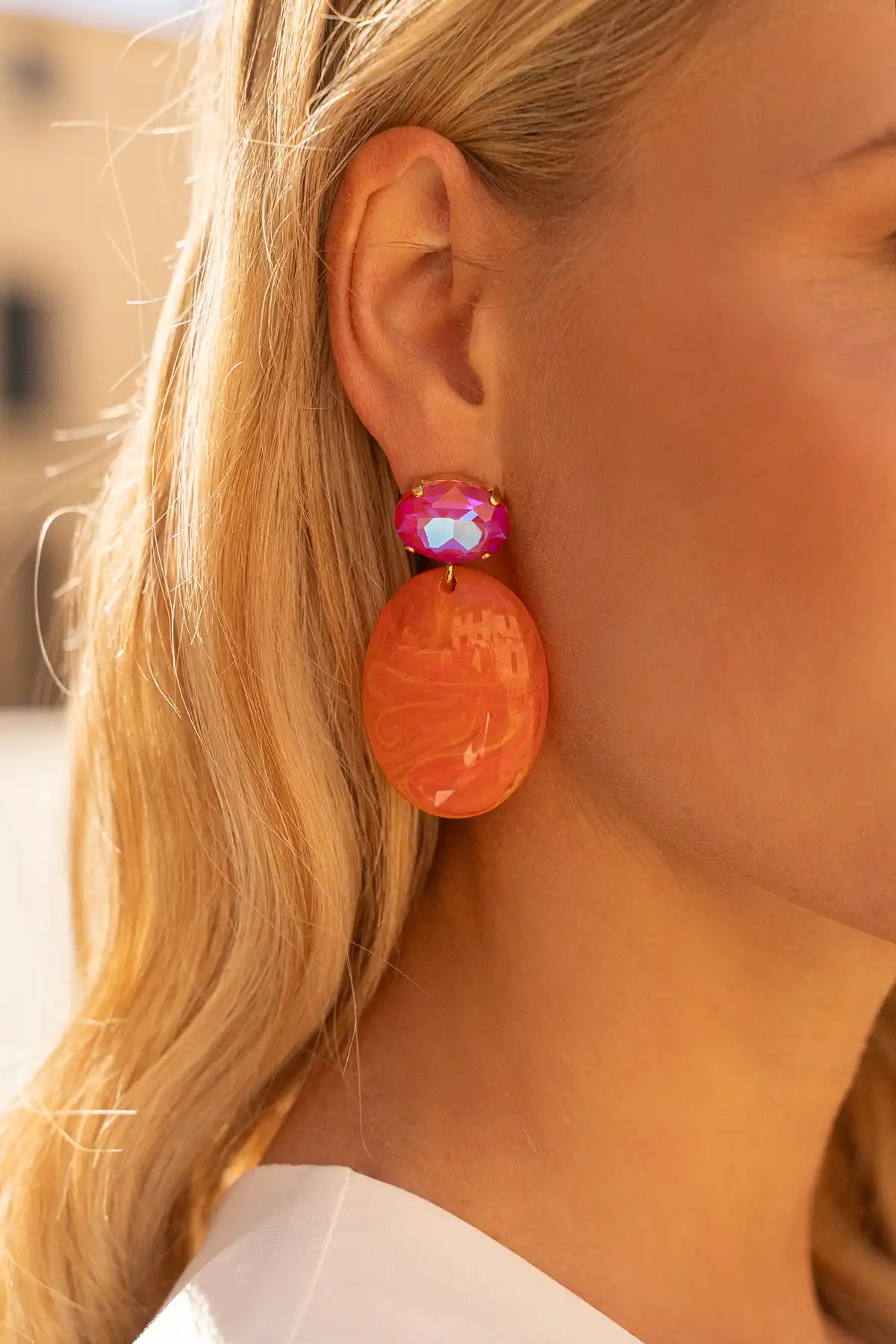 Orange earrings sirius oval S lion strasslott-theme.productDescriptionPage.SEO.byTheBrand