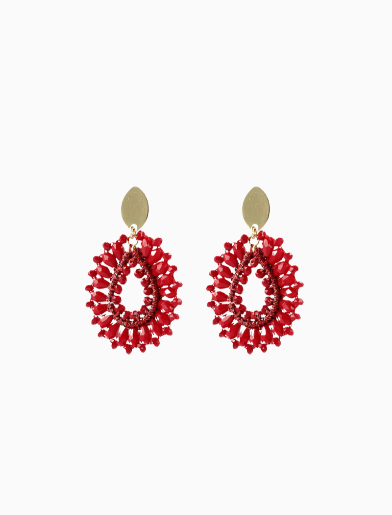 Rode oorbellen Robin Silk Drop Crystal S