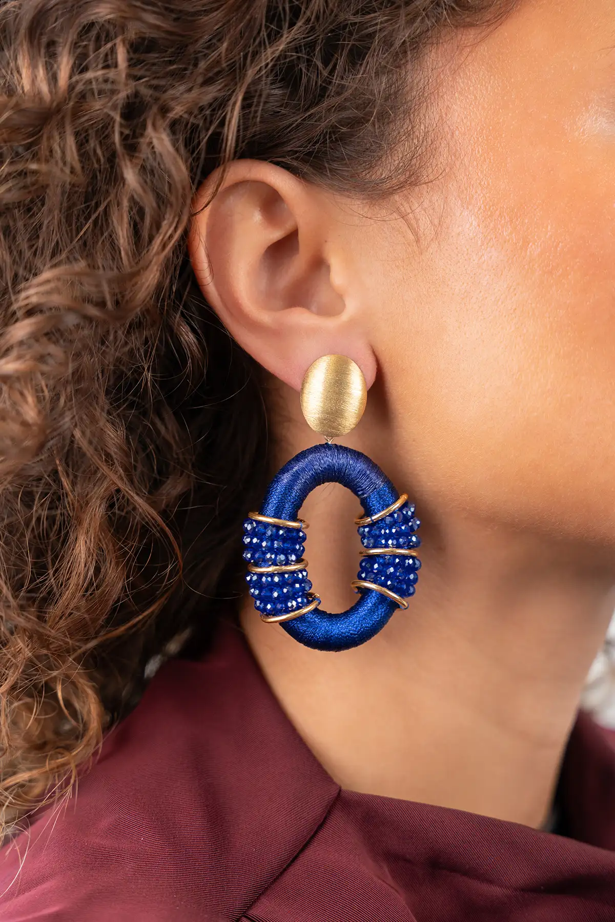 Blue Earrings Combi Oval Deluxe L Elle