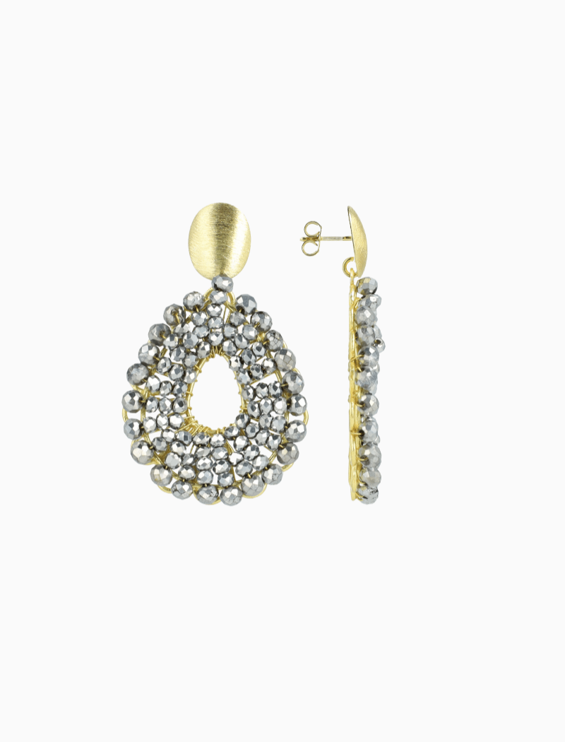 Metallic Zilveren Oorbellen Babs Open Drop S