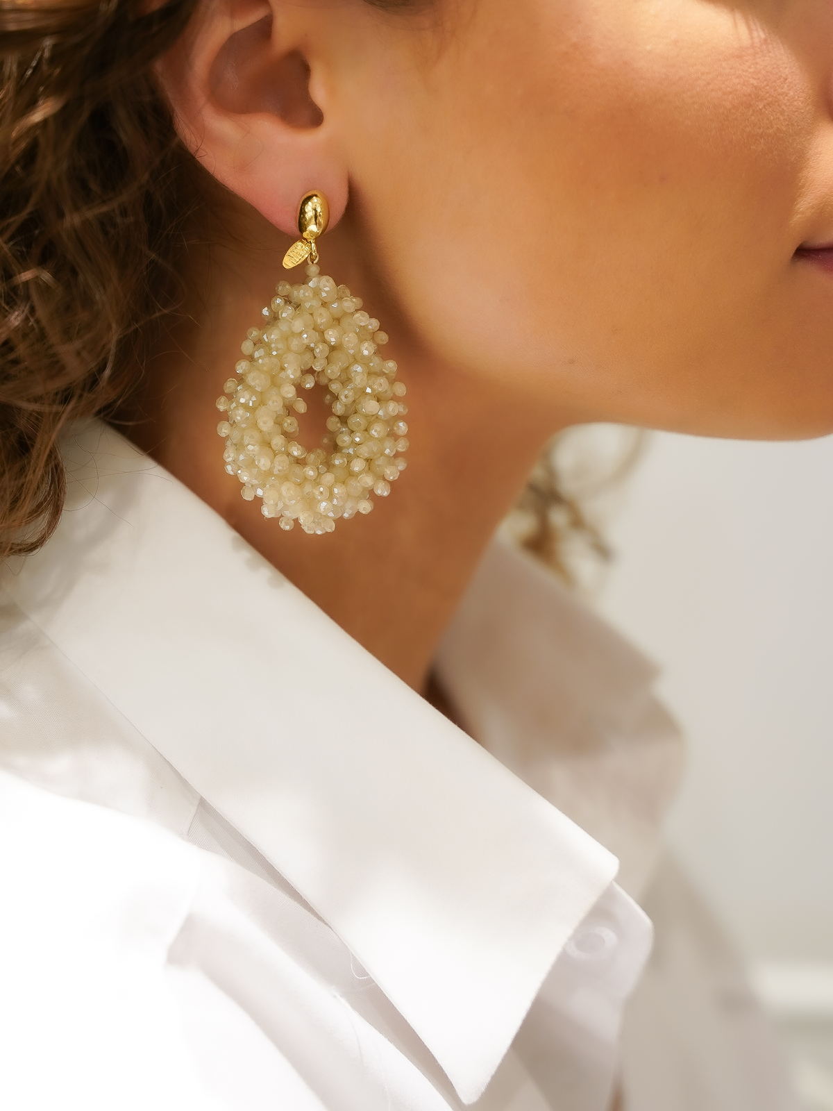Beige Oorbellen Louise Double Stones Drop L lott-theme.productDescriptionPage.SEO.byTheBrand