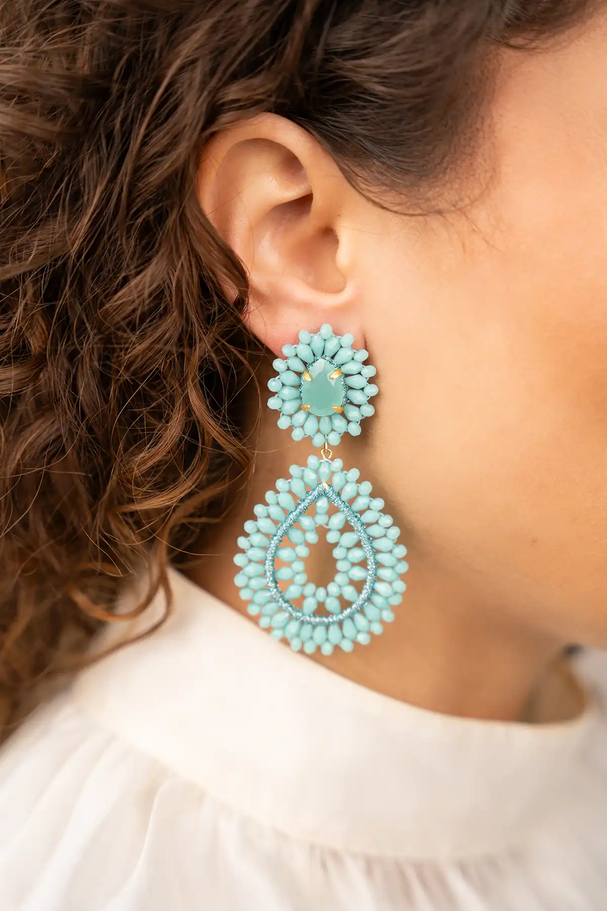 Blauwe oorbellen Apollo druppel L