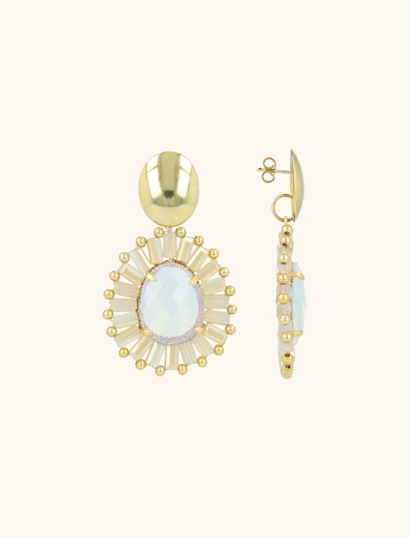 Frosty Witgoud Ovale Oorbellen Esmee Met Flat Beads en Steen Slott-theme.productDescriptionPage.SEO.byTheBrand
