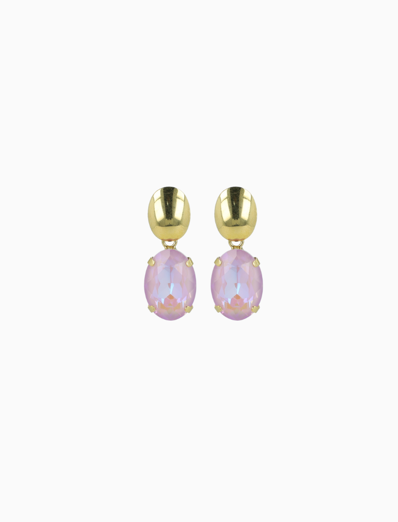 Daan Oorbellen Ovaal Strass Pendant M Lavendel